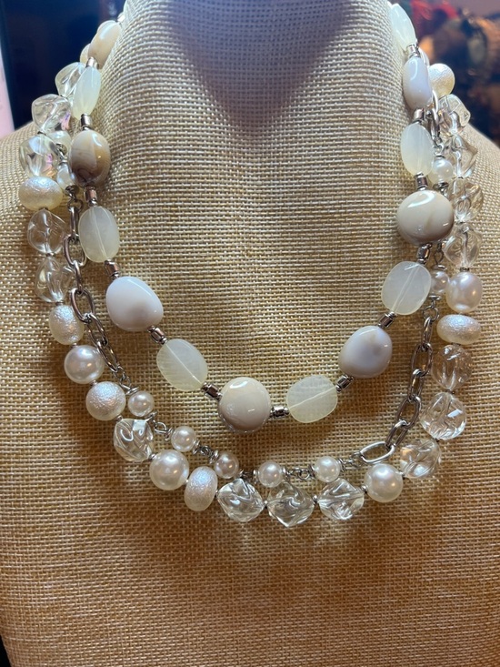 Jewelry - Elegant Multi-Strand Cream Bead Necklace by